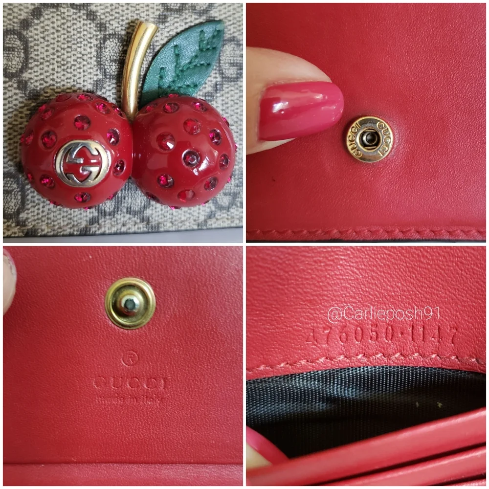 **SOLD** Authentic Pre-owned Gucci Supreme Cherries Compact Wallet - Picture 11 of 12